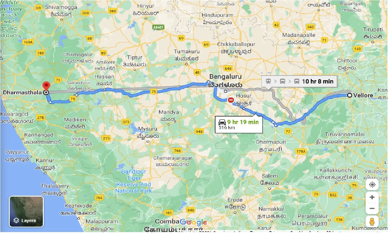 vellore-to-daramasthala-one-way