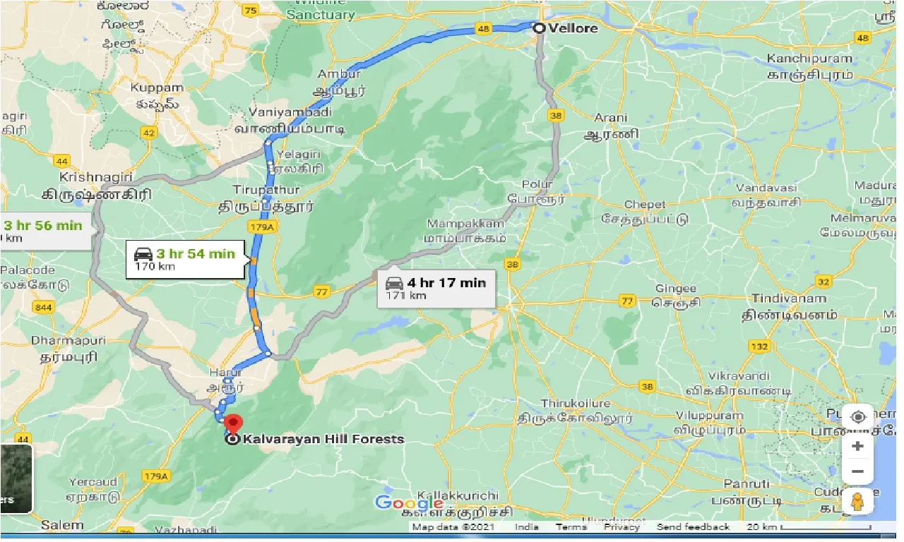 vellore-to-kalvarayam-hill-one-way