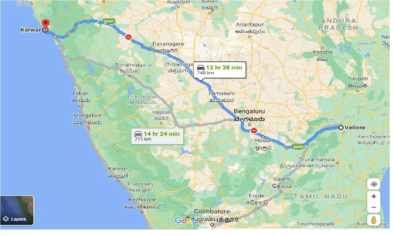 vellore-to-karwar-taxi