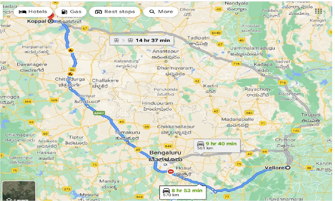 vellore-to-koppal-taxi