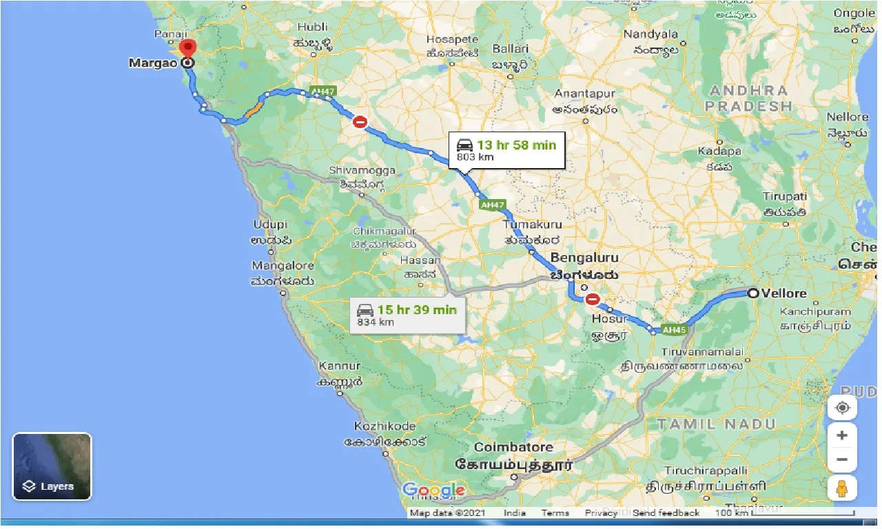 vellore-to-madgao-taxi