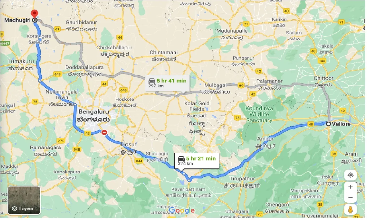 vellore-to-madhugiri-one-way