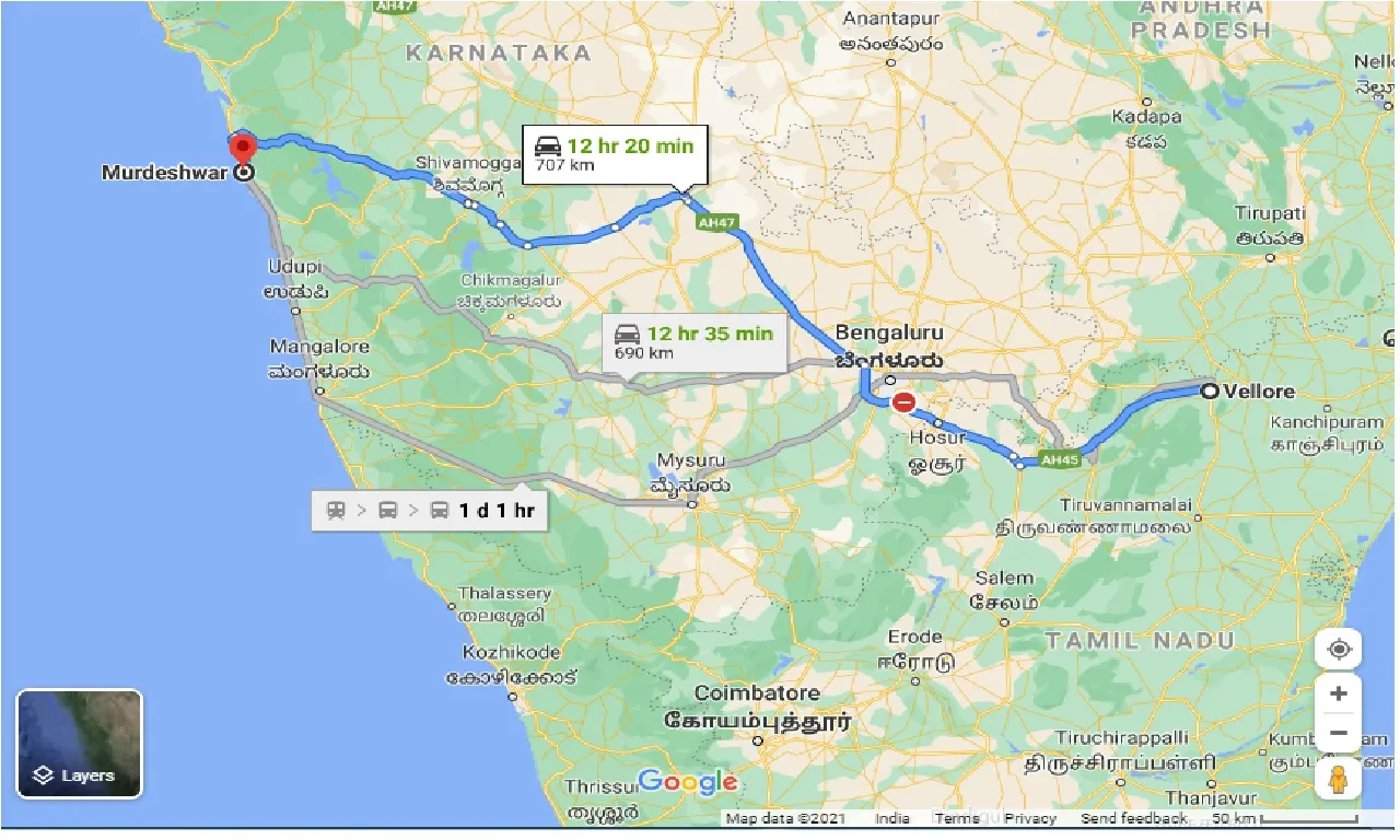 vellore-to-murdeshwar-taxi