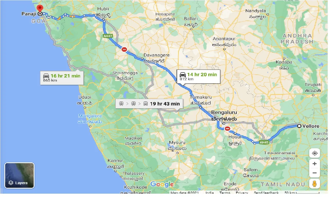 vellore-to-panji-taxi