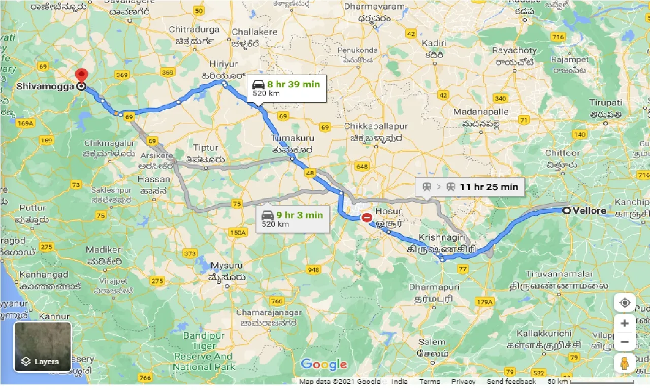 vellore-to-shivamogga-one-way