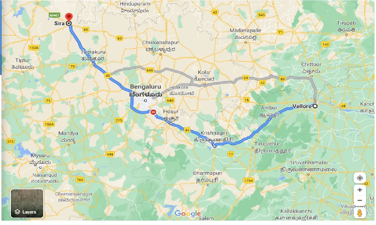 vellore-to-sira-taxi