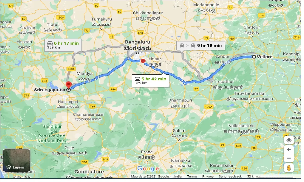vellore-to-srirangapatna-taxi