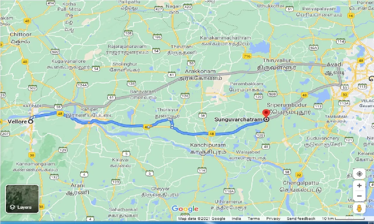 vellore-to-sunguvarchatram-taxi