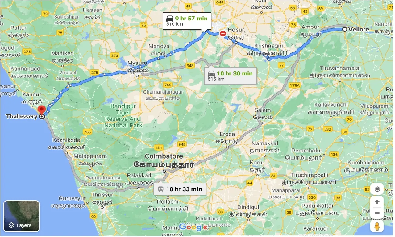 vellore-to-thalassery-taxi