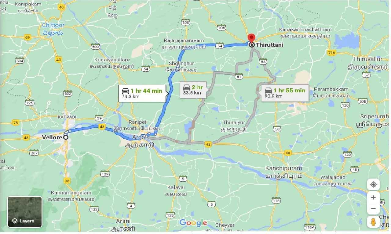 vellore-to-thiruttani-taxi