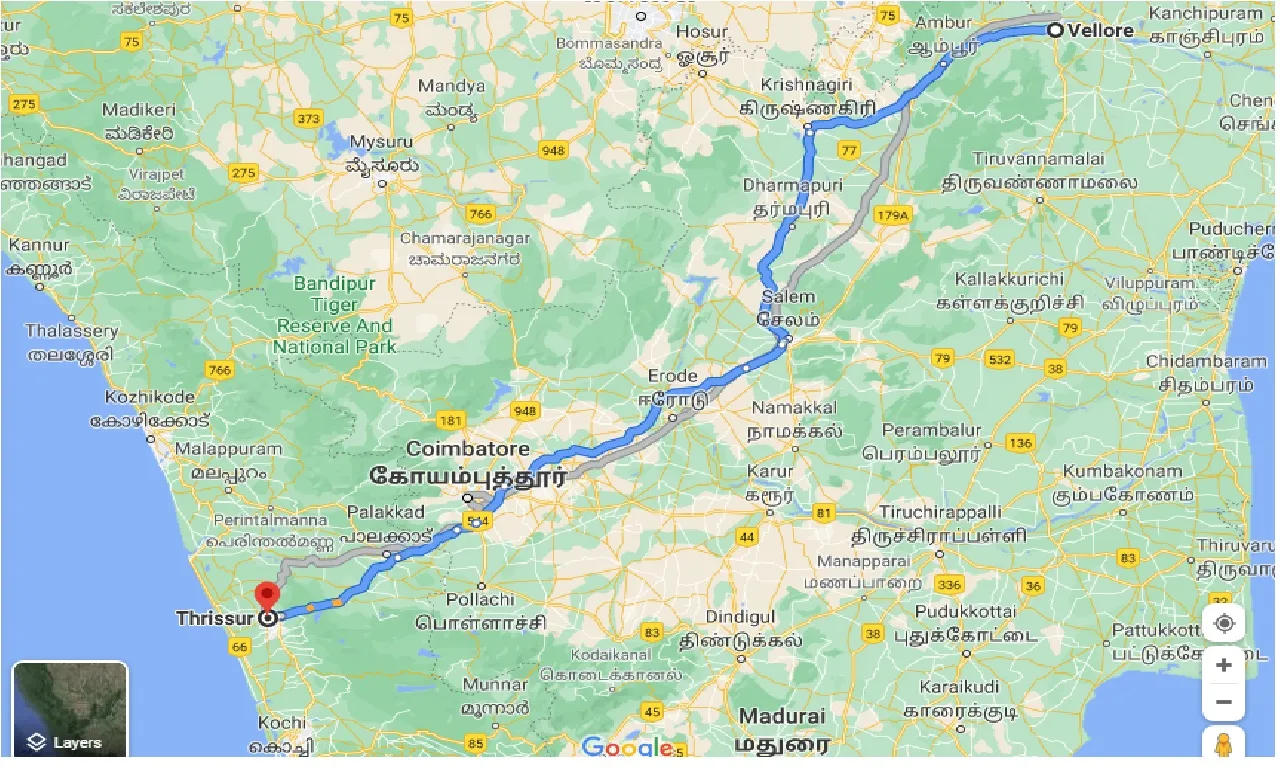 vellore-to-thrissur-taxi