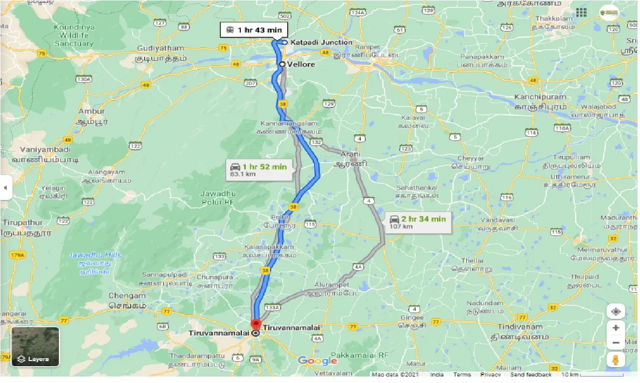 vellore-to-tiruvannamalai-one-way