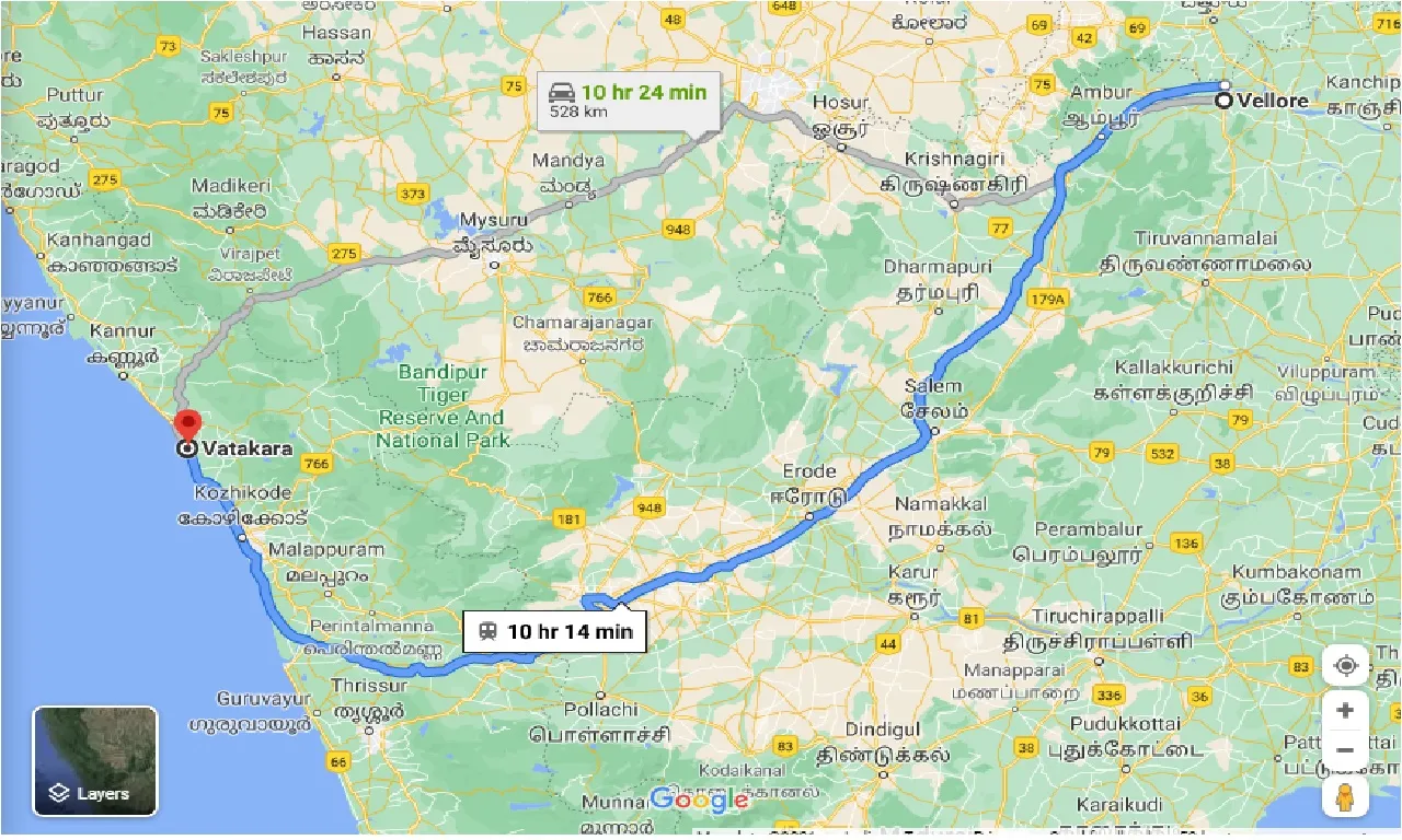 vellore-to-vatakara-taxi