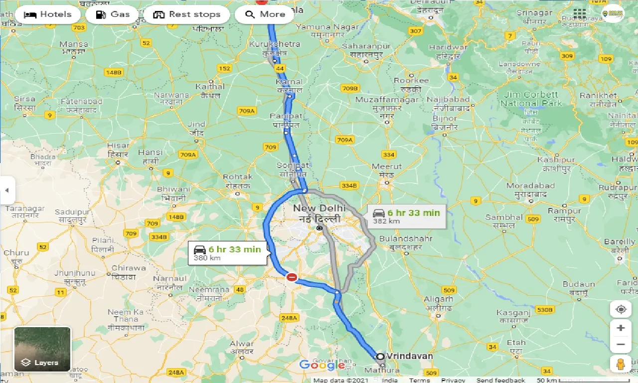 vrindavan-to-ambala-one-way