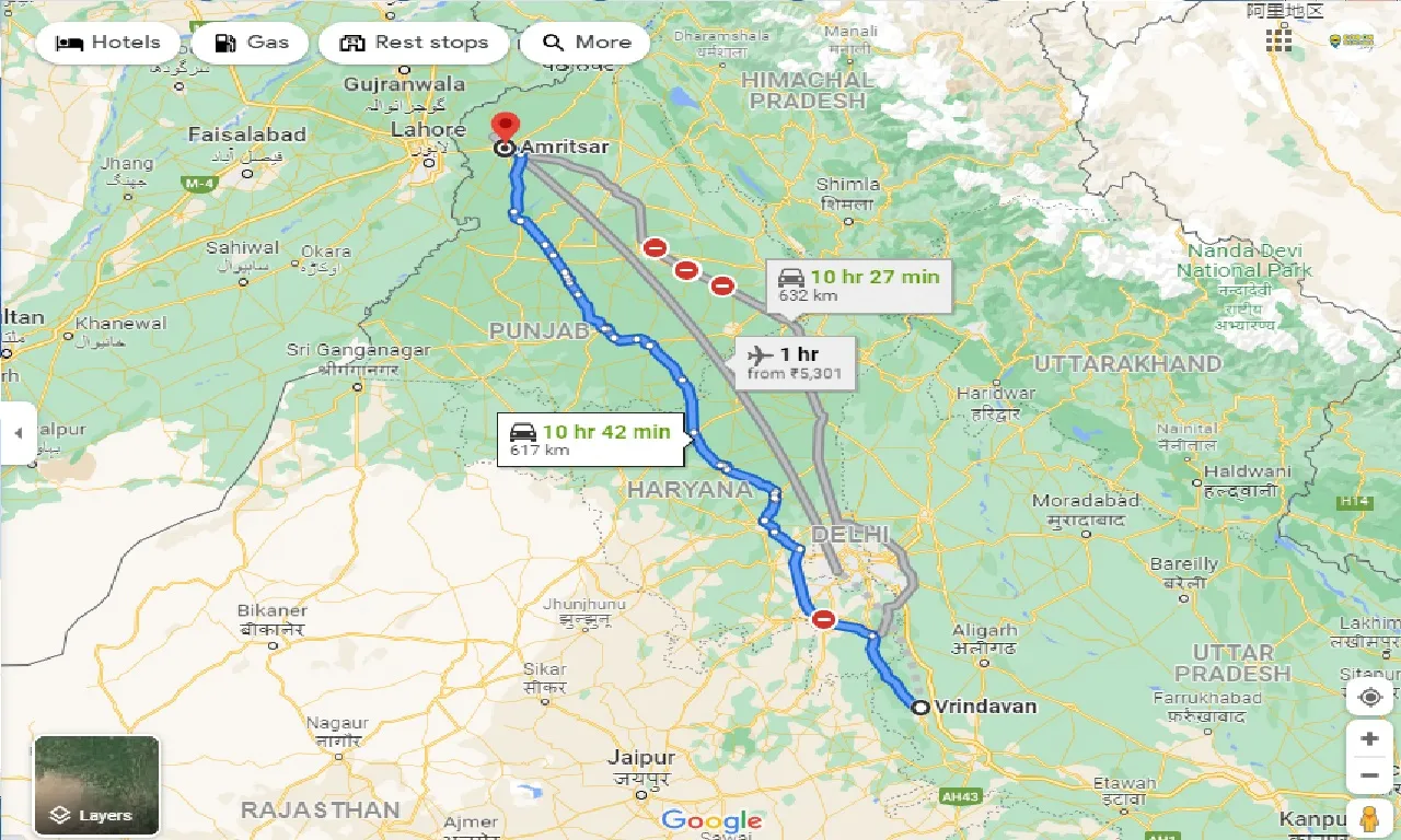 vrindavan-to-amritsar-one-way