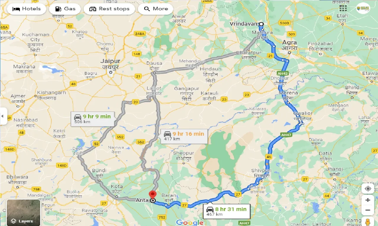 vrindavan-to-anta-one-way