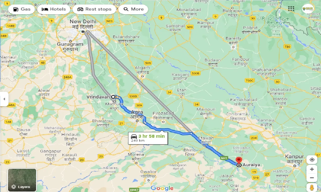 vrindavan-to-auraiya-taxi