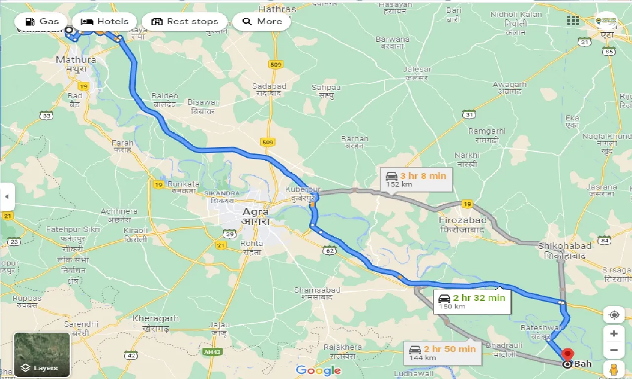 vrindavan-to-bah-one-way