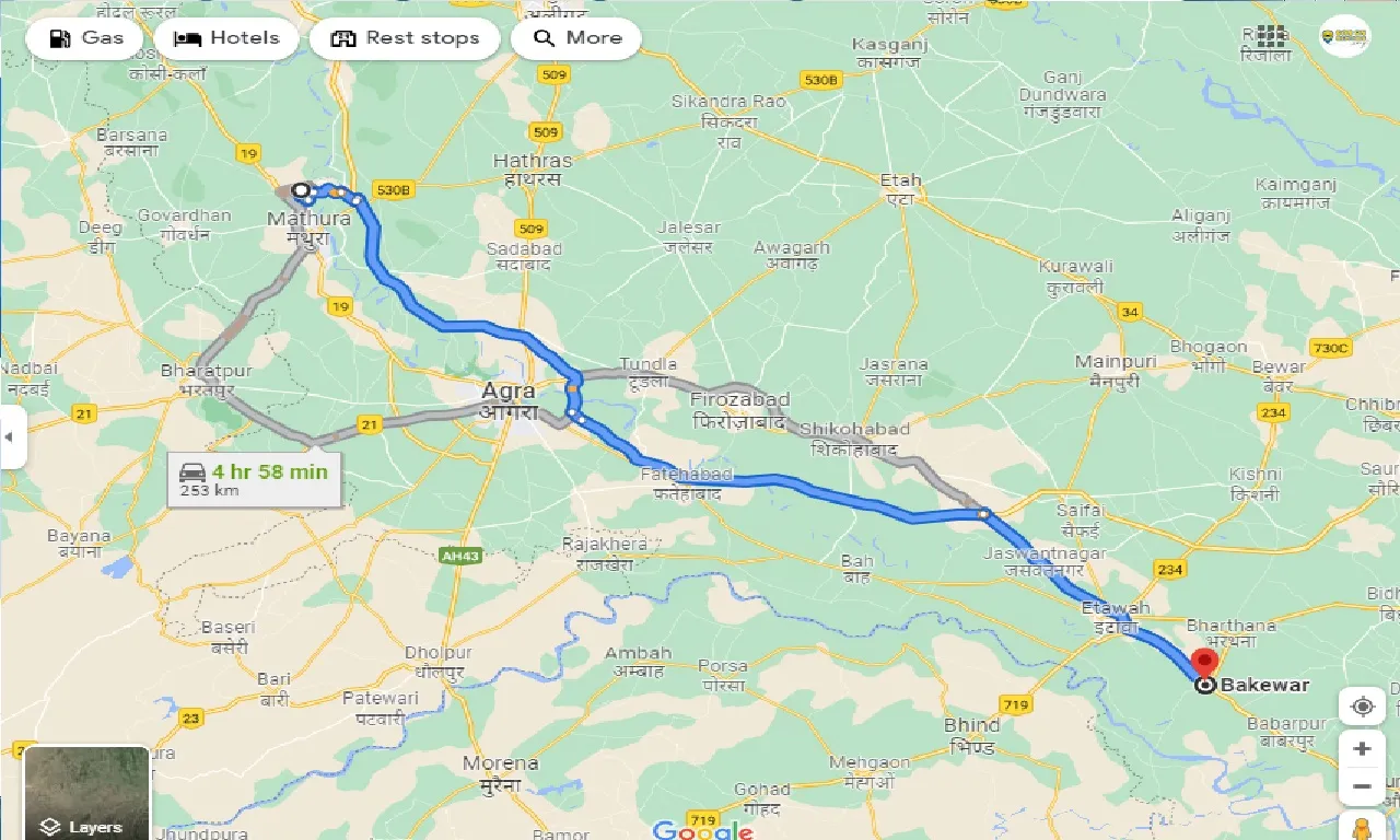 vrindavan-to-bakewar-one-way