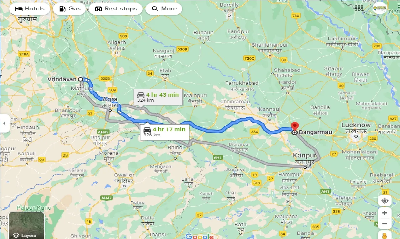 vrindavan-to-bangarmau-taxi