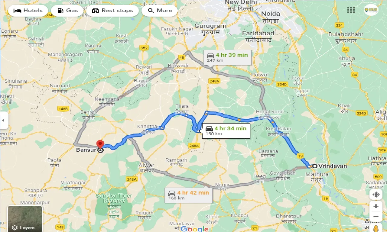 vrindavan-to-bansur-one-way
