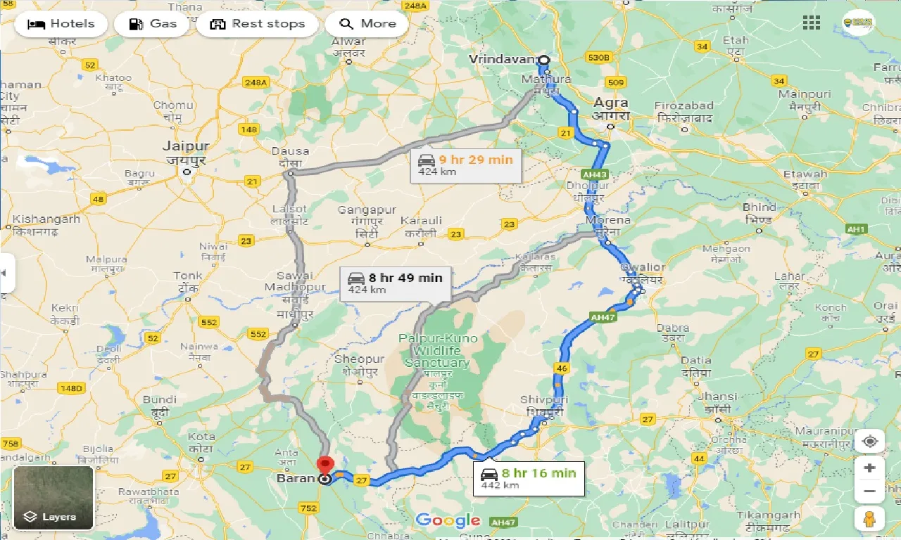 vrindavan-to-baran-one-way