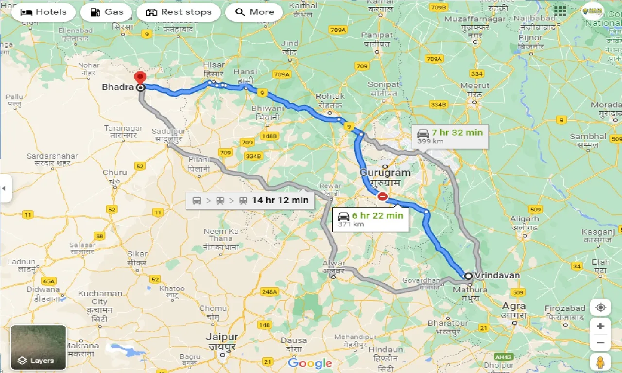 vrindavan-to-bhadra-one-way