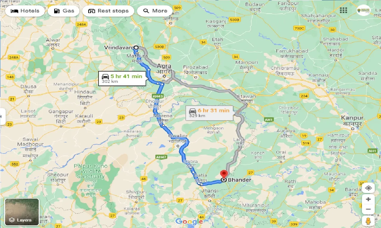 vrindavan-to-bhander-one-way