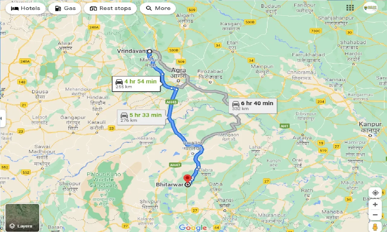 vrindavan-to-bhitarwar-one-way