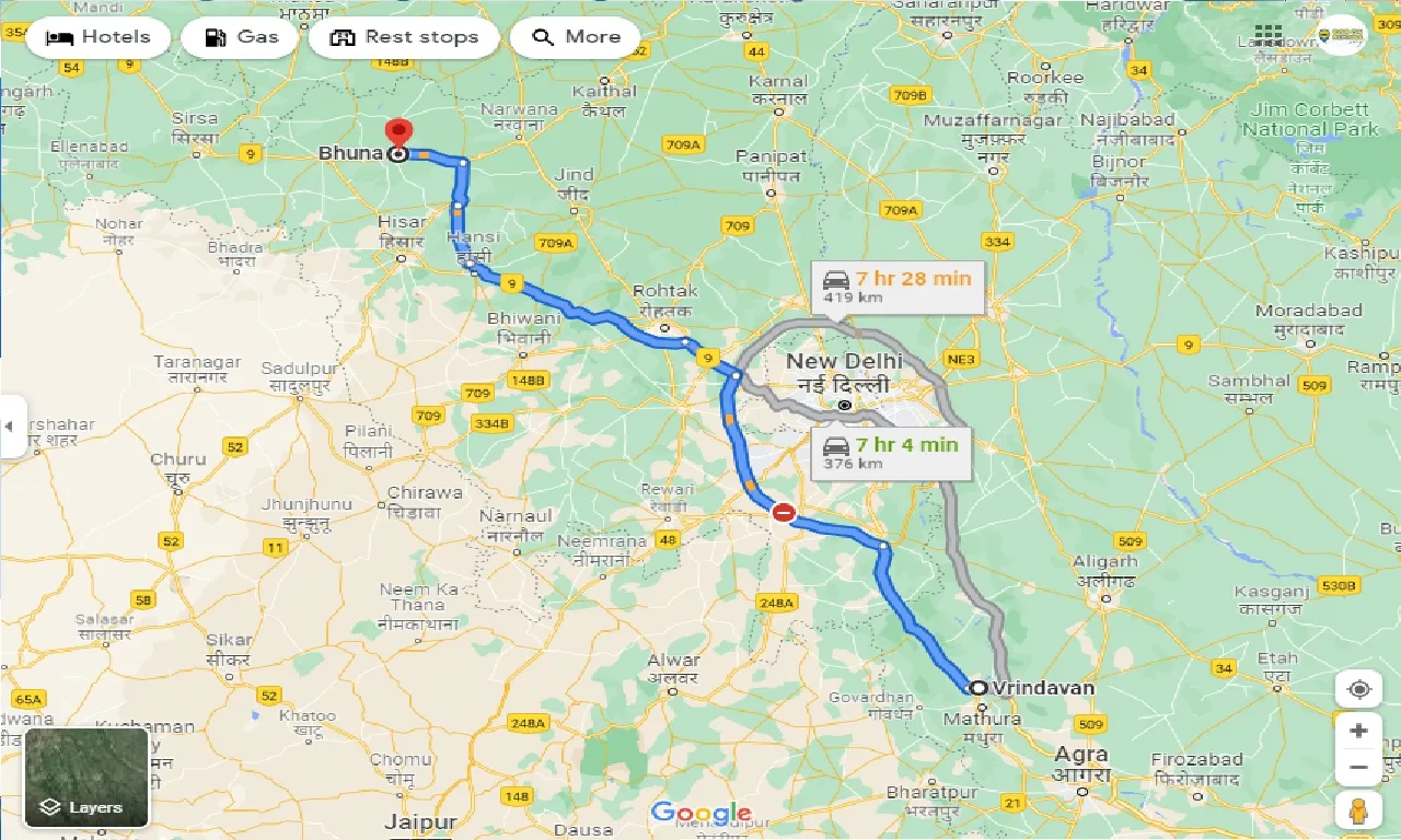 vrindavan-to-bhuna-one-way