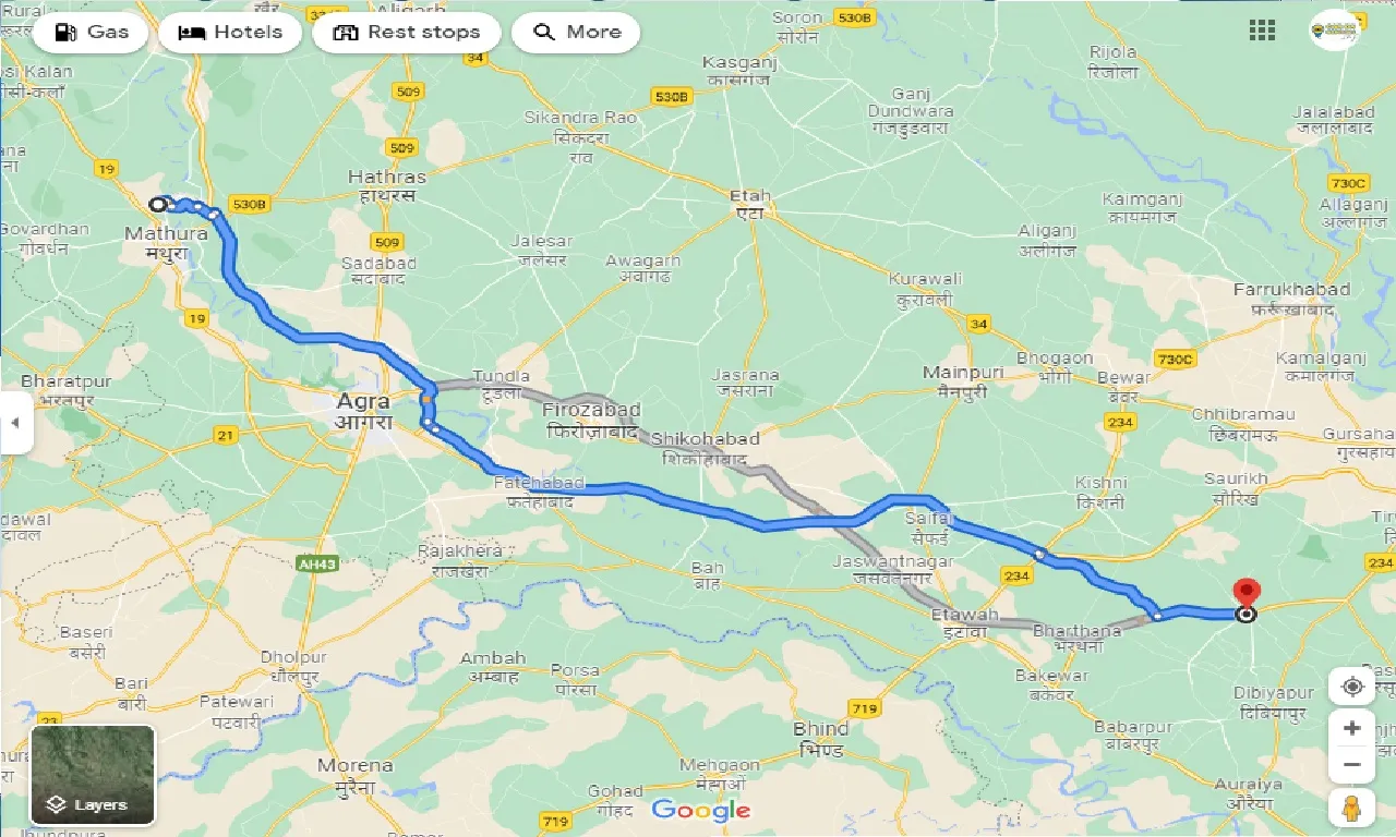 vrindavan-to-bidhuna-one-way