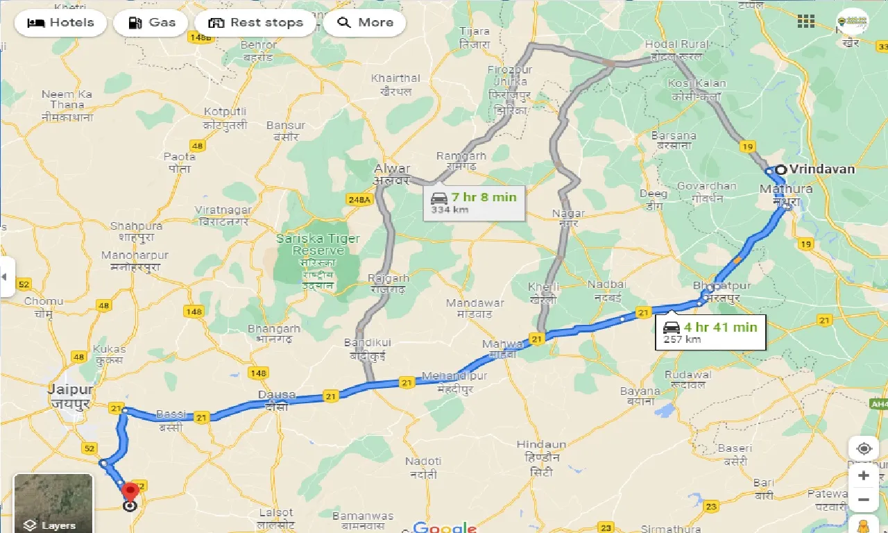 vrindavan-to-chaksu-one-way