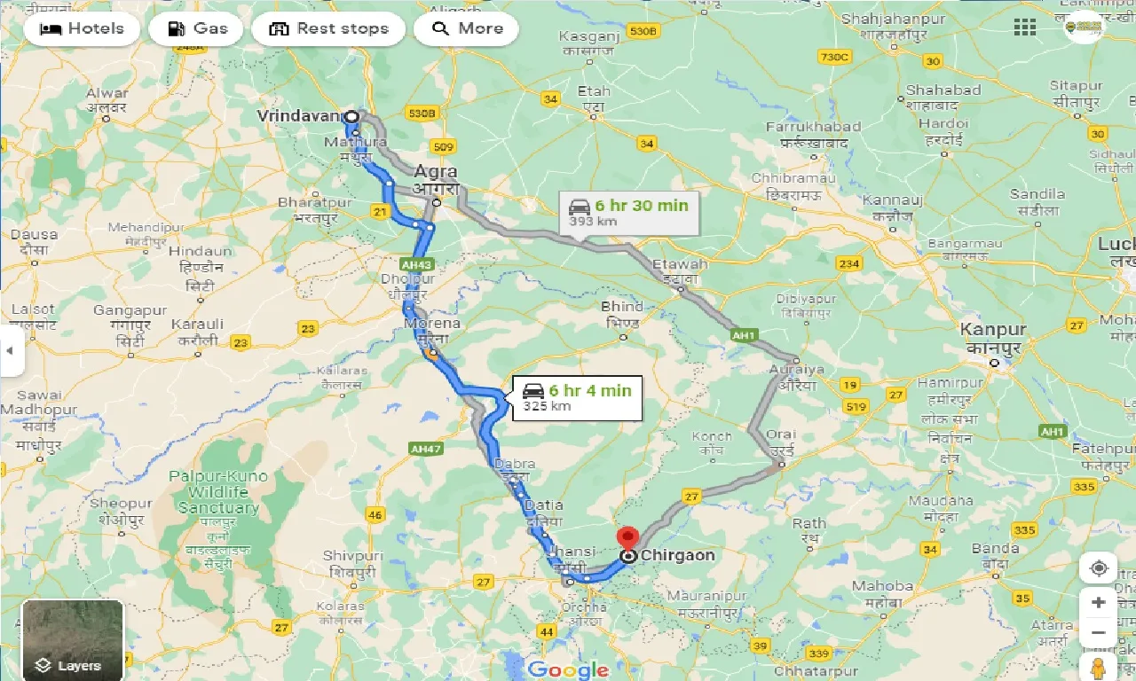 vrindavan-to-chirgaon-one-way