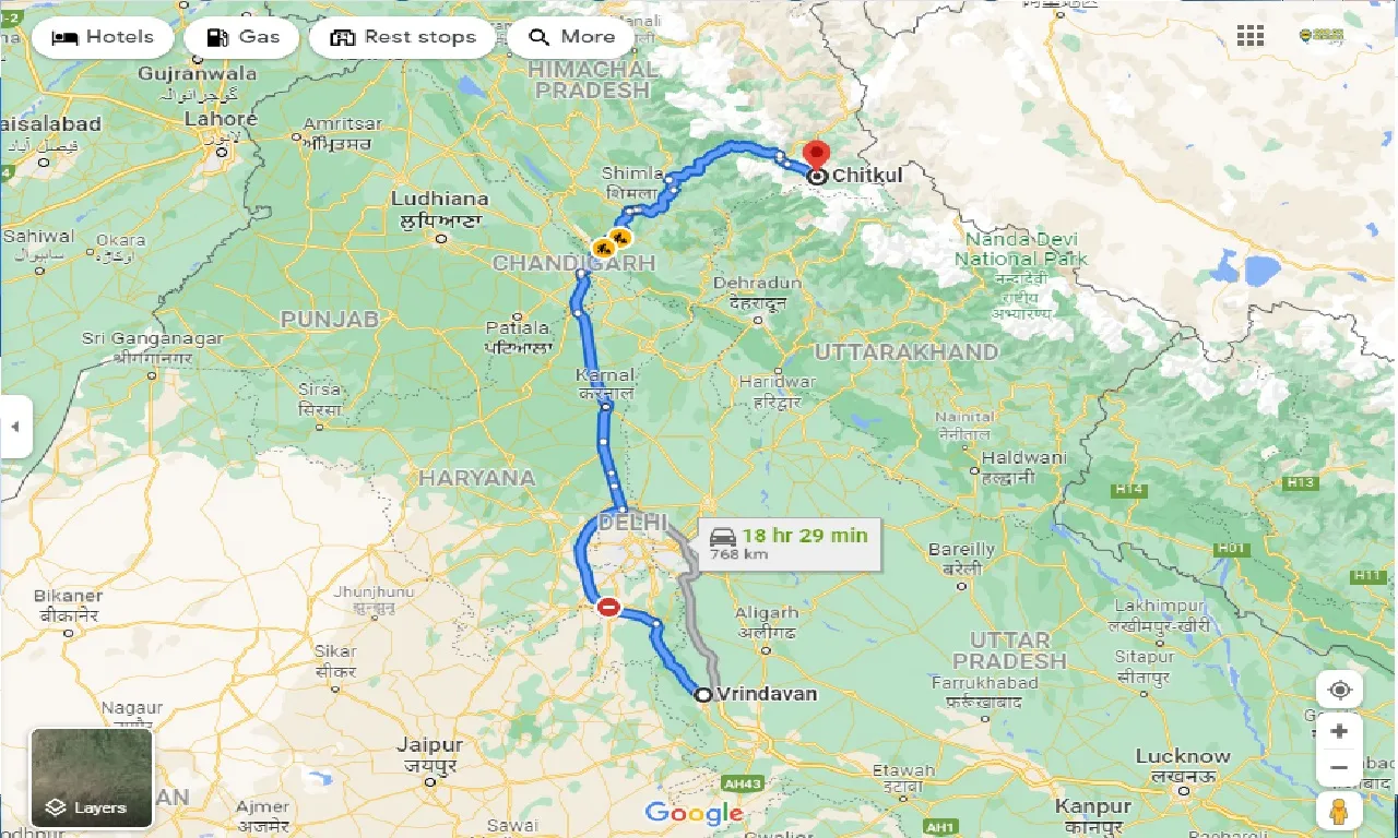 vrindavan-to-chitkul-one-way