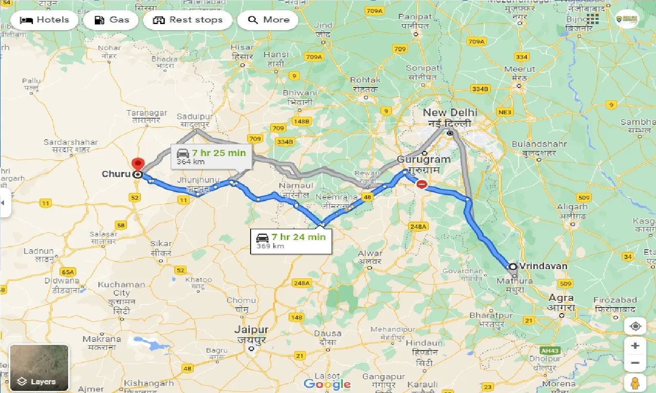 vrindavan-to-churu-one-way