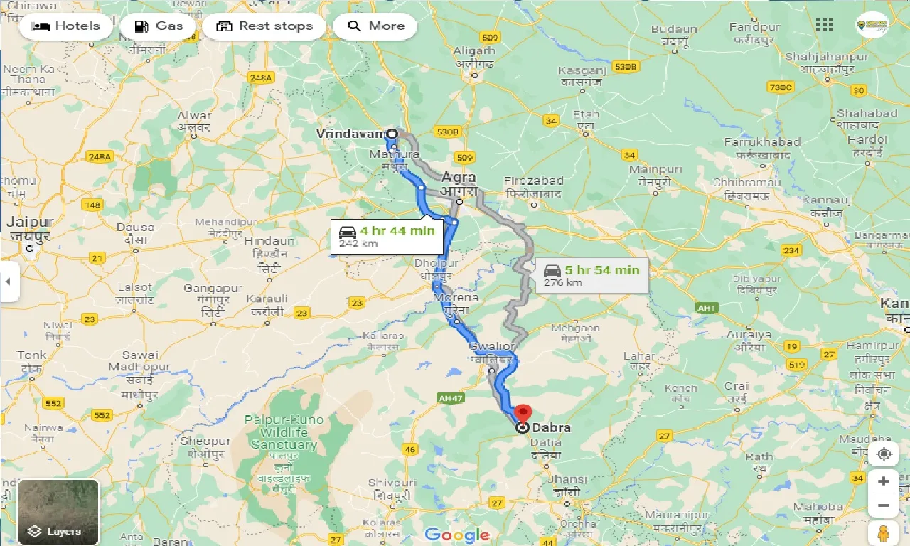 vrindavan-to-dabra-one-way