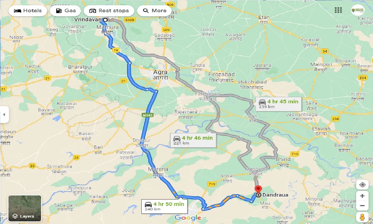 vrindavan-to-dandraua-one-way