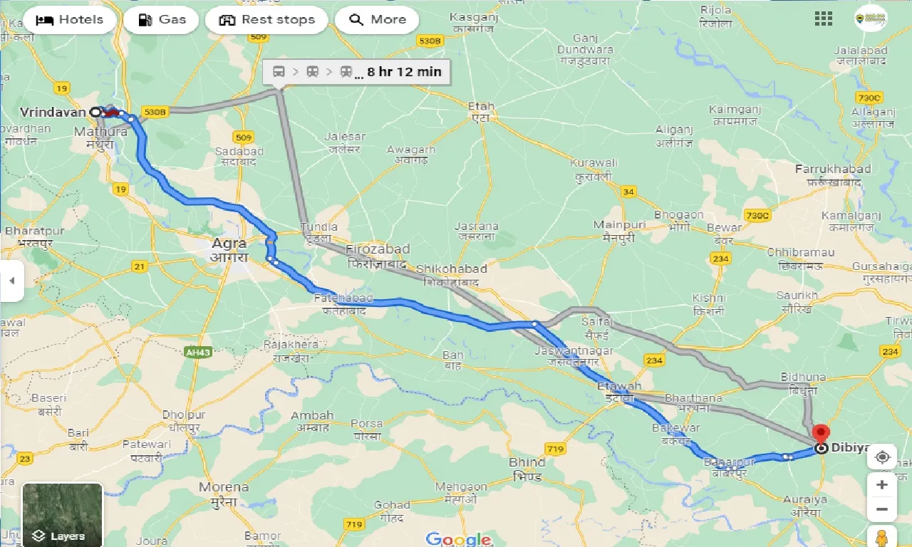vrindavan-to-dibiyapur-taxi