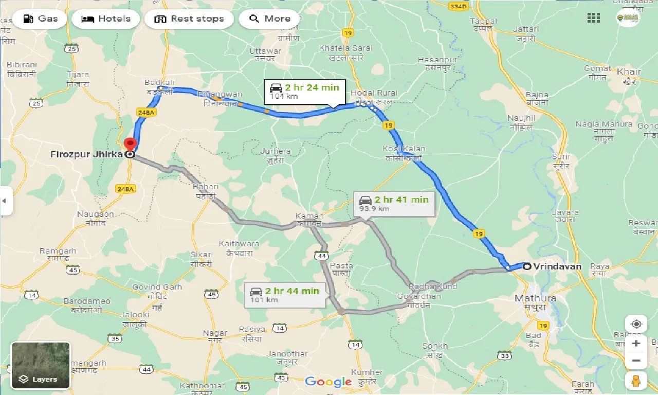 vrindavan-to-firozpur-jhirka-one-way