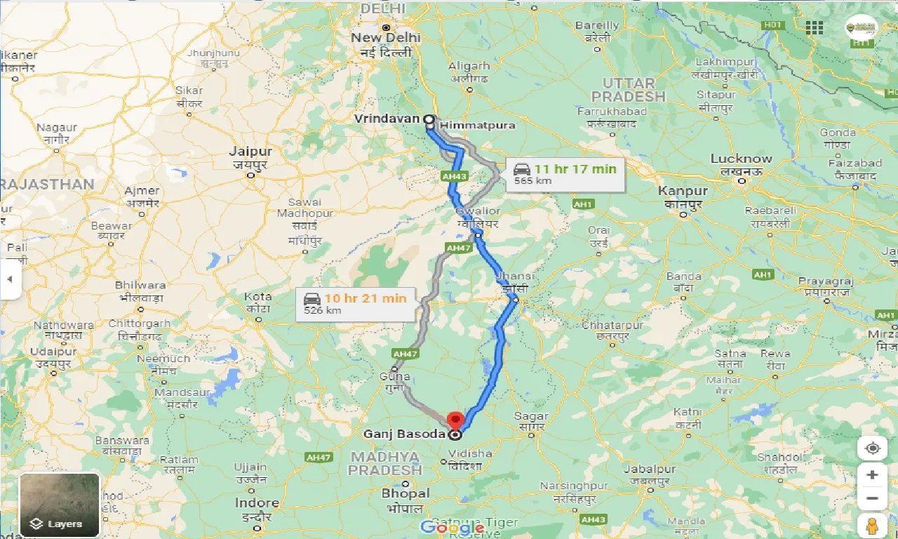 vrindavan-to-ganj-basoda-taxi