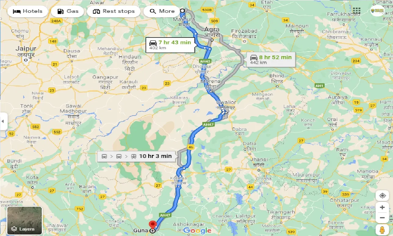 vrindavan-to-guna-one-way
