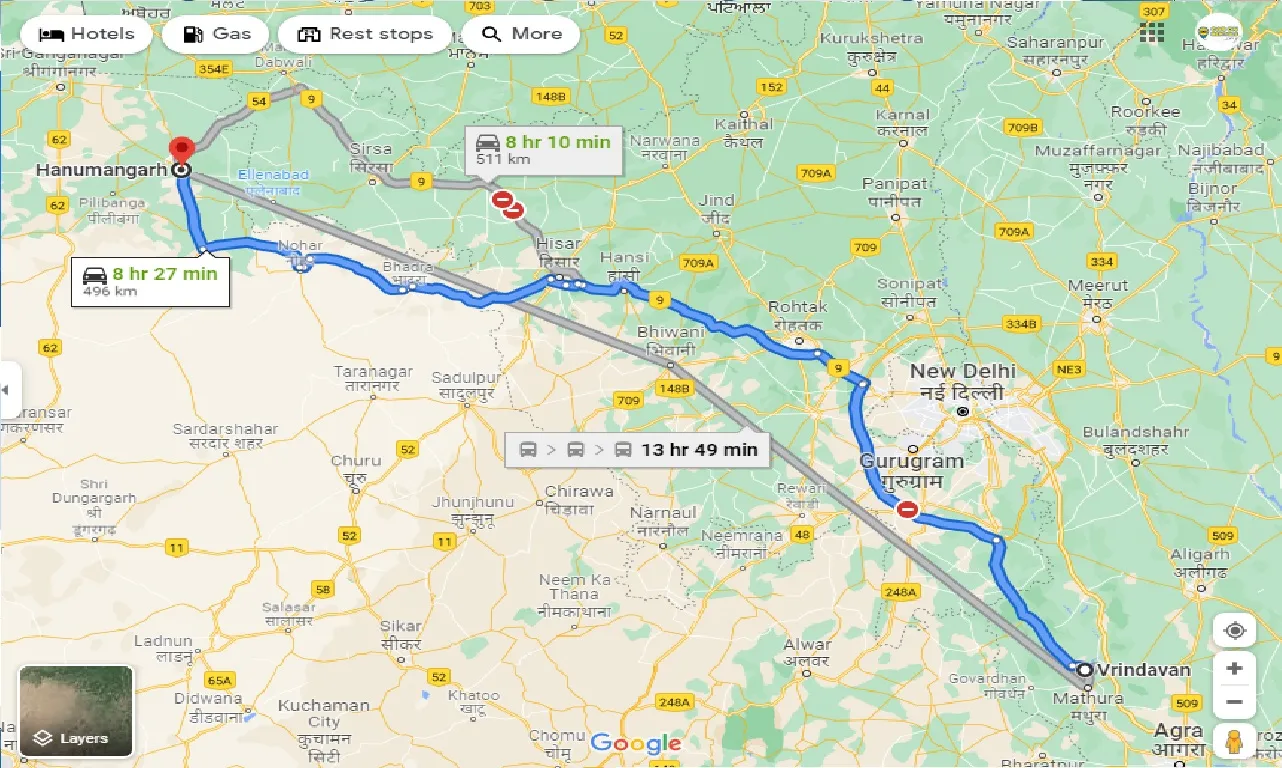 vrindavan-to-hanumangarh-one-way