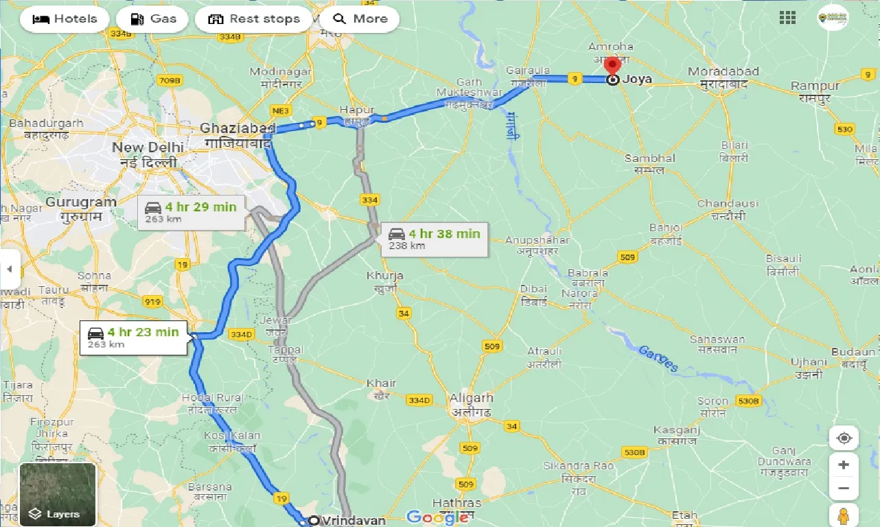 vrindavan-to-joya-one-way