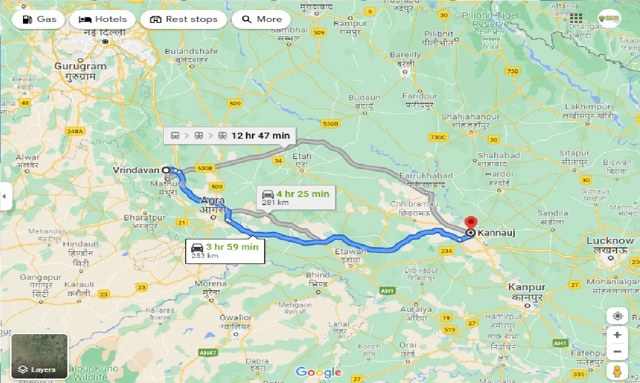 vrindavan-to-kannauj-one-way