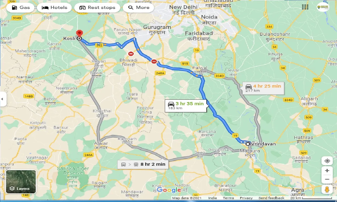 vrindavan-to-kosli-one-way