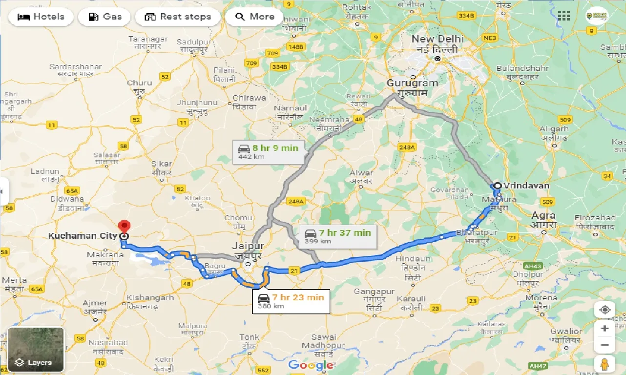 vrindavan-to-kuchaman-city-one-way
