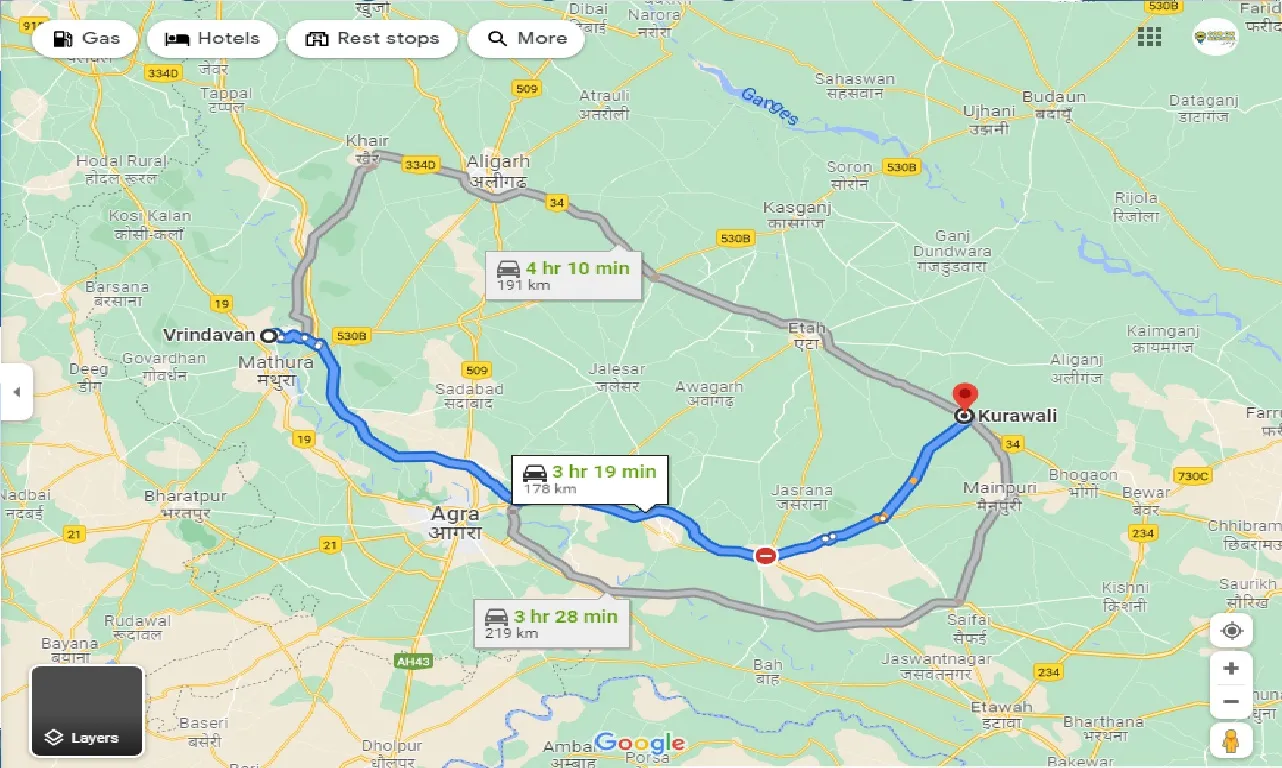 vrindavan-to-kurawali-one-way