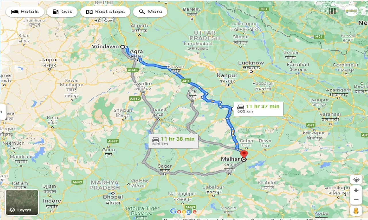 vrindavan-to-maihar-taxi