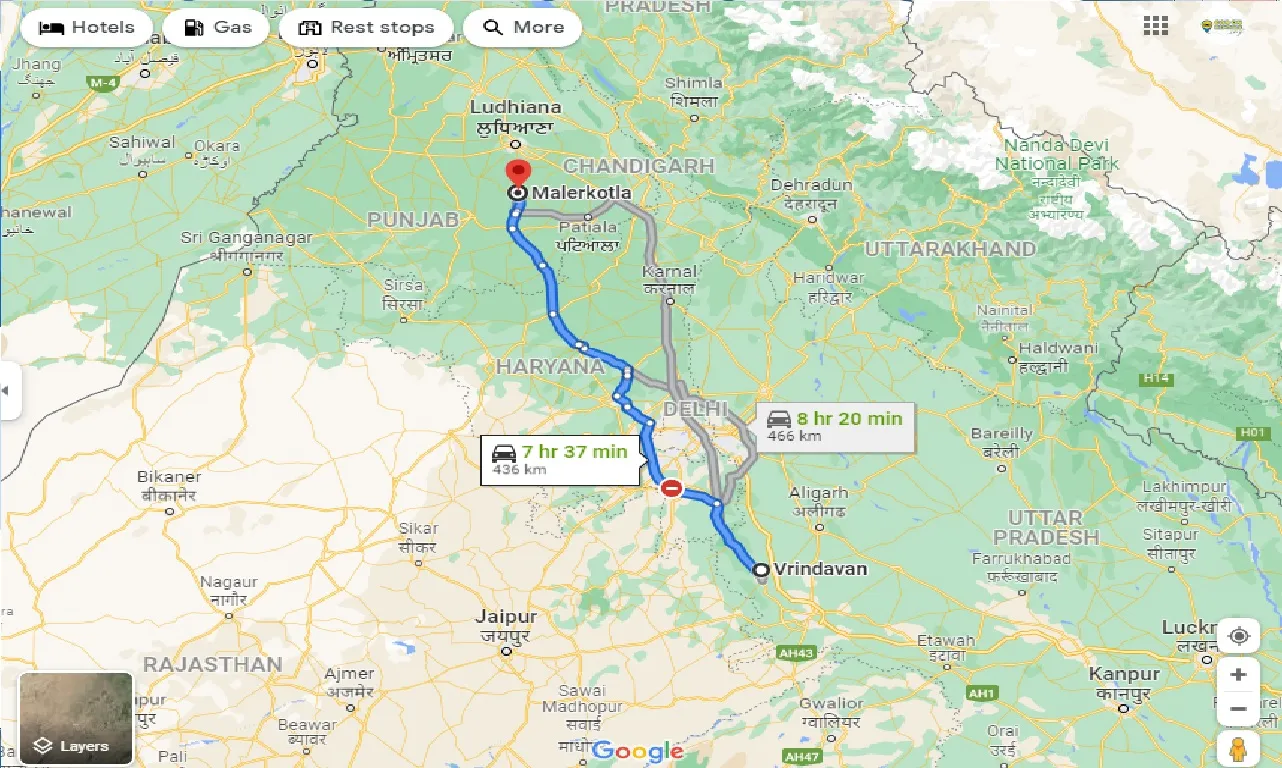 vrindavan-to-malerkotla-one-way