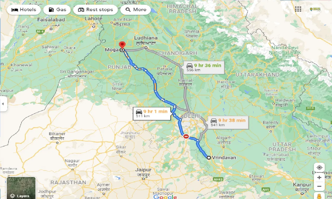 vrindavan-to-moga-one-way